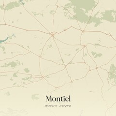 Obraz premium Retro Spanish map of Montiel, Castilla-La Mancha. Vintage street map.