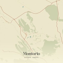 Retro Spanish map of Montorio, Castilla y Le�n. Vintage street map.