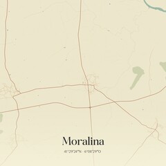 Retro Spanish map of Moralina, Castilla y Le�n. Vintage street map.
