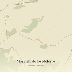 Fototapeta premium Retro Spanish map of Moratilla de los Meleros, Castilla-La Mancha. Vintage street map.