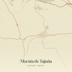 Retro Spanish map of Morata de Taju�a, Comunidad de Madrid. Vintage street map.