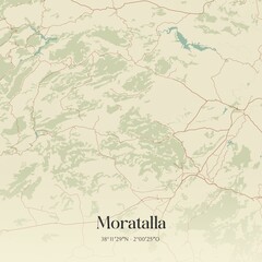 Retro Spanish map of Moratalla, Regi�n de Murcia. Vintage street map.