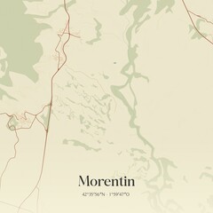 Fototapeta premium Retro Spanish map of Morentin, Comunidad Foral de Navarra. Vintage street map.