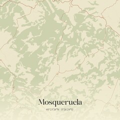 Retro Spanish map of Mosqueruela, Arag�n. Vintage street map.