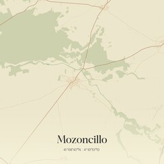 Retro Spanish map of Mozoncillo, Castilla y Le�n. Vintage street map.