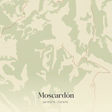 Retro Spanish map of Moscard�n, Arag�n. Vintage street map.