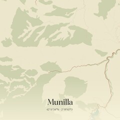 Obraz premium Retro Spanish map of Munilla, La Rioja. Vintage street map.