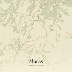 Obraz premium Retro Spanish map of Muras, Galicia. Vintage street map.