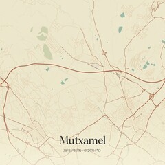 Retro Spanish map of Mutxamel, Comunidad Valenciana. Vintage street map.