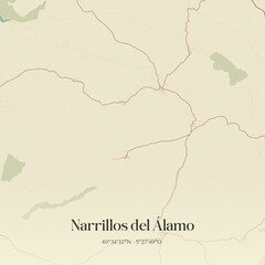 Retro Spanish map of Narrillos del �lamo, Castilla y Le�n. Vintage street map.