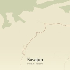 Fototapeta premium Retro Spanish map of Navaj�n, La Rioja. Vintage street map.