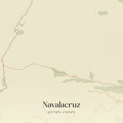 Retro Spanish map of Navalacruz, Castilla y Le�n. Vintage street map.