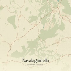 Obraz premium Retro Spanish map of Navalagamella, Comunidad de Madrid. Vintage street map.