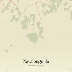 Retro Spanish map of Navalonguilla, Castilla y Le�n. Vintage street map.