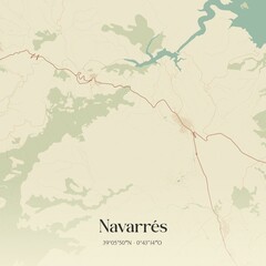 Obraz premium Retro Spanish map of Navarr�s, Comunidad Valenciana. Vintage street map.