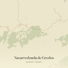 Obraz premium Retro Spanish map of Navarredonda de Gredos, Castilla y Le�n. Vintage street map.