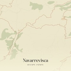 Retro Spanish map of Navarrevisca, Castilla y Le�n. Vintage street map.