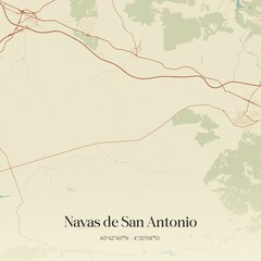 Retro Spanish map of Navas de San Antonio, Castilla y Le�n. Vintage street map.