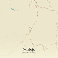 Retro Spanish map of Noalejo, Andaluc�a. Vintage street map.