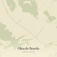 Obraz premium Retro Spanish map of Olea de Boedo, Castilla y Le�n. Vintage street map.