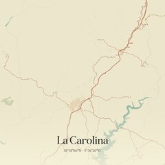 Fototapeta premium Retro Spanish map of La Carolina, Andaluc�a. Vintage street map.