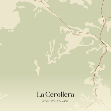Retro Spanish map of La Cerollera, Arag�n. Vintage street map.