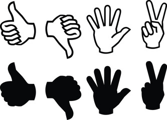  Hand and two fingers, five finger, like hand, dislike hand