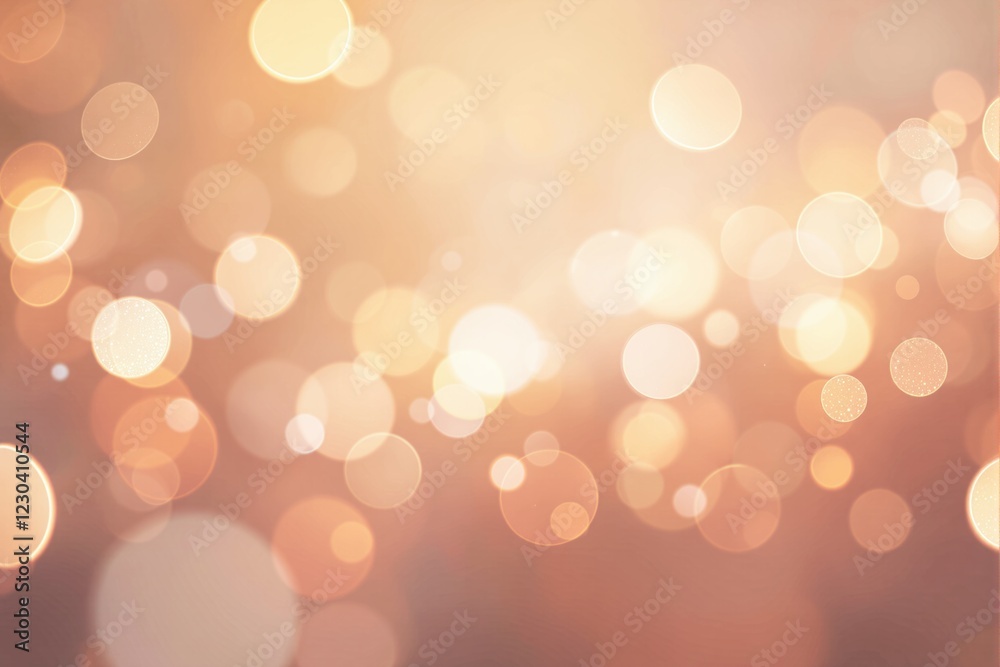 Poster Abstract bokeh light background with glowing circles in warm tones.