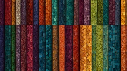 abstract tiled designs in a range of colors.