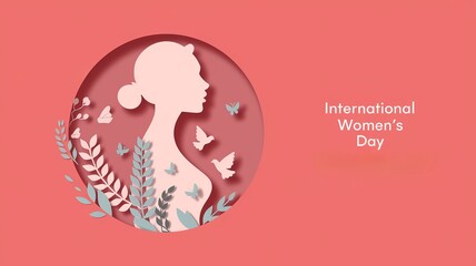 Obraz premium Elegant Women's Day silhouette with floral elements.