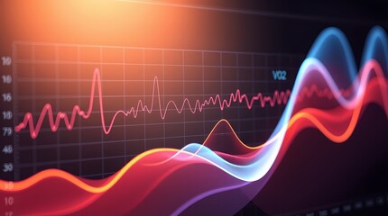Explore vibrant data visualizations of VO2 measurements. Perfect for fitness, health, and scientific projects. Captivating design in stunning colors.