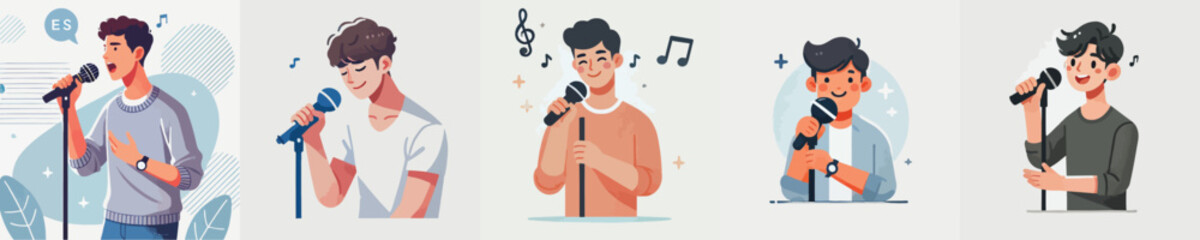 vector of a young man singing