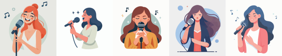 vector of a woman singing