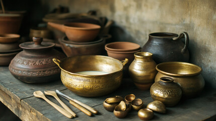 Vintage Butter Churner & Cookware - Rustic Kitchen Tools for Heritage Recipe Photography