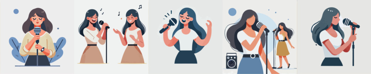vector of a woman singing