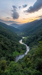 Dusk reflection over a serene nature reserve lush landscape wide-angle conservation beauty