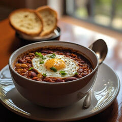 Breakfast Chili Bowl - Rustic Food Photography for Comfort Food Blogs & Recipe Sharing