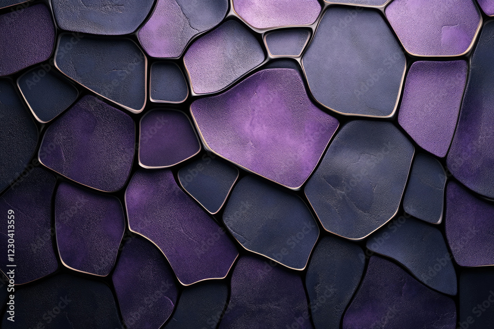 Poster abstract purple and dark purple stone mosaic pattern with metallic accents. elegant and textured bac