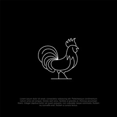 Simple outline rooster logo with a clean and professional look, ideal for farm branding, agriculture businesses, and food industry logos