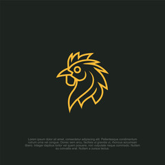 Simple minimalist outline rooster head logo with a sharp and elegant design, great for restaurant logos, branding, and organic food packaging