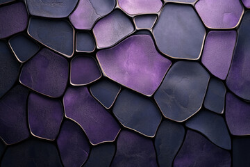 Abstract purple and dark purple stone mosaic pattern with metallic accents. Elegant and textured background.