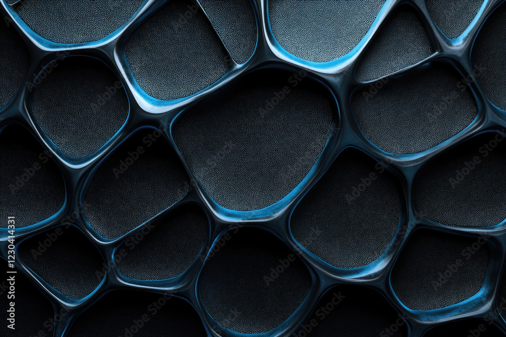 Poster Abstract dark blue 3D rendering of an interconnected organic network structure.