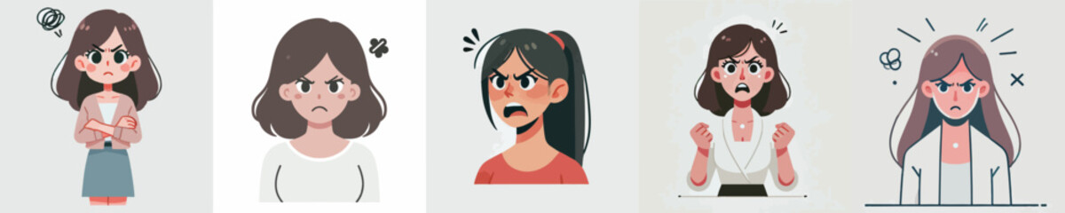 vector set of angry women