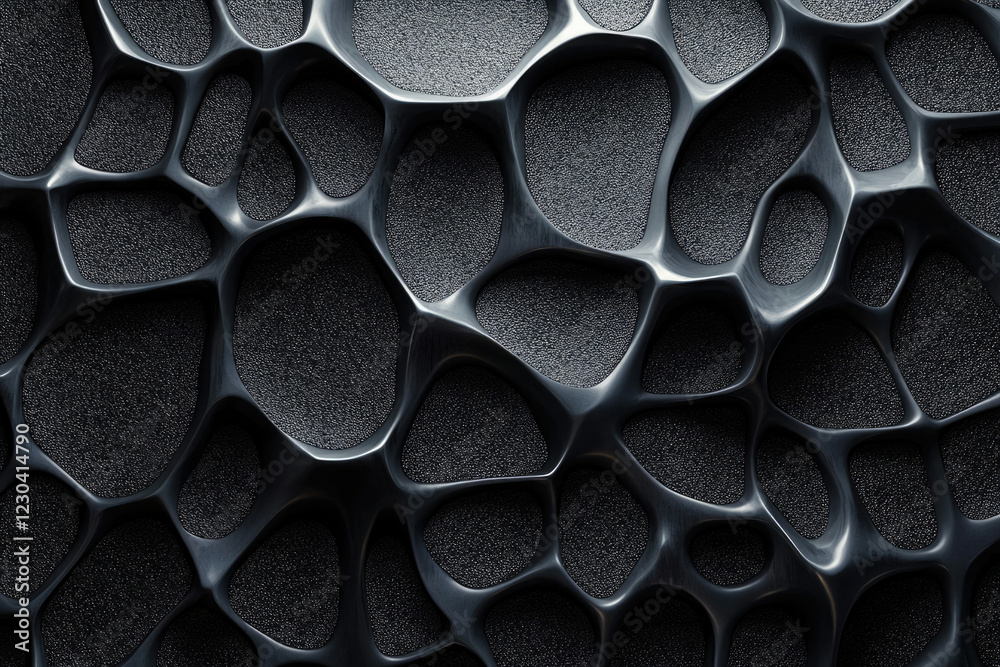 Poster Abstract dark metallic texture with an intricate, interconnected web-like pattern.