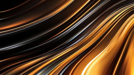 Fototapeta premium Abstract golden and black wave patterns flowing smoothly, creating a sense of elegance and motion