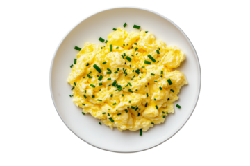 Scrambled eggs isolated on transparent background Generative Ai.