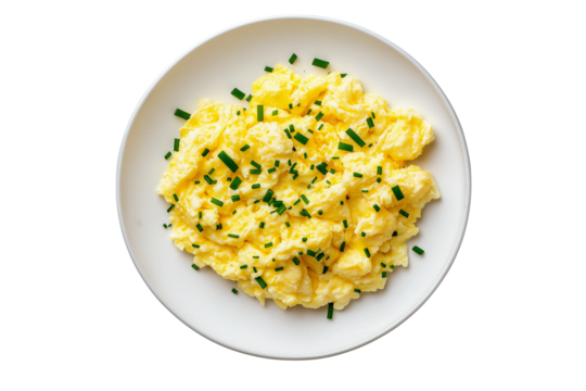 Scrambled eggs isolated on transparent background Generative Ai.
