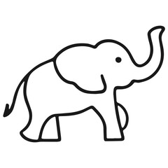 Clean black and white vector silhouette of elephant on white background