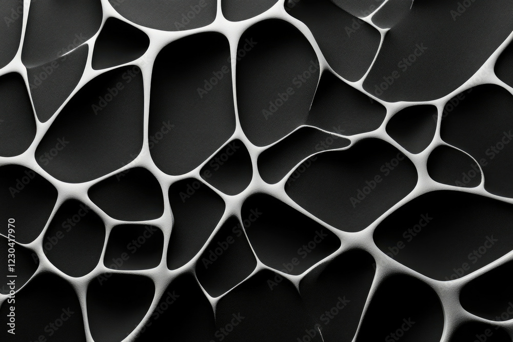 Poster Abstract 3D rendering of a complex network of interconnected organic shapes, creating a visually intriguing pattern.