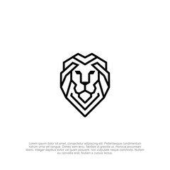 Simple outline flat lion head logo with a bold and modern aesthetic, great for sports teams, digital marketing, security agencies, and luxury branding © Simple